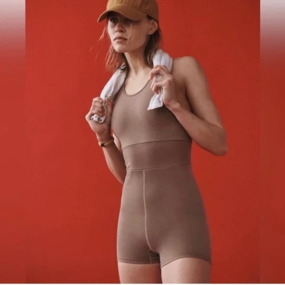 Free People FP Movement Every Single Time Runsie Moonrock (Tan) M/L
